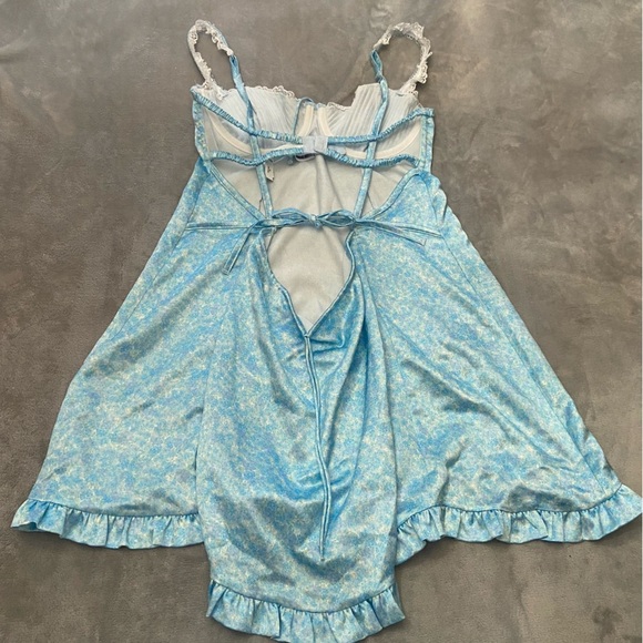 New! For love and lemons daisy Blue floral Mini Dress 3338 - Picture 10 of 11